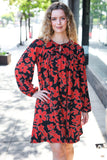 Boldly You Rust & Black Floral Print Front Tie Dress