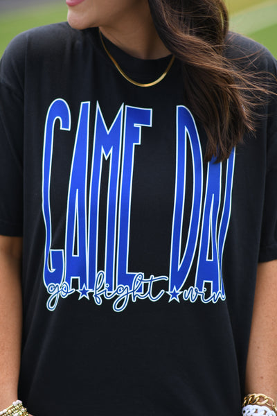 Game Day Go Fight Win Royal Blue Graphic Tee