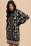 Annie Wear Floral Jacquard Round Neck Dress