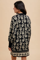 Annie Wear Floral Jacquard Round Neck Dress